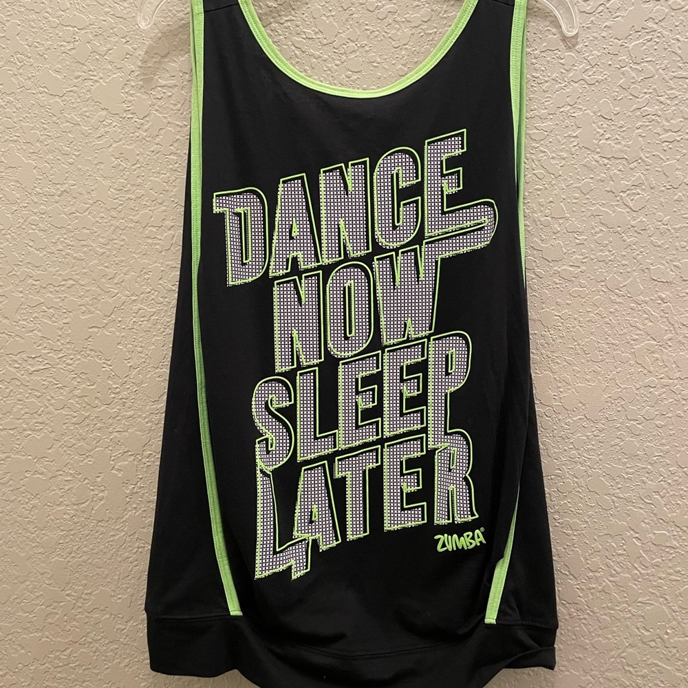 Zumba Wear Women’s Size XS Green/Black Logo Tank-Top Activewear Dancing Shirt